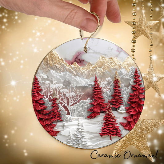 Red & Gold Christmas Ceramic Ornament 35-03