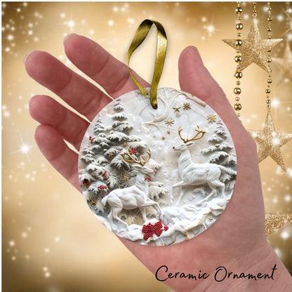 Red & Gold Christmas Ceramic Ornament 35-17