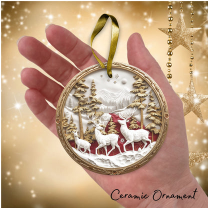 Red & Gold Christmas Ceramic Ornament 35-18