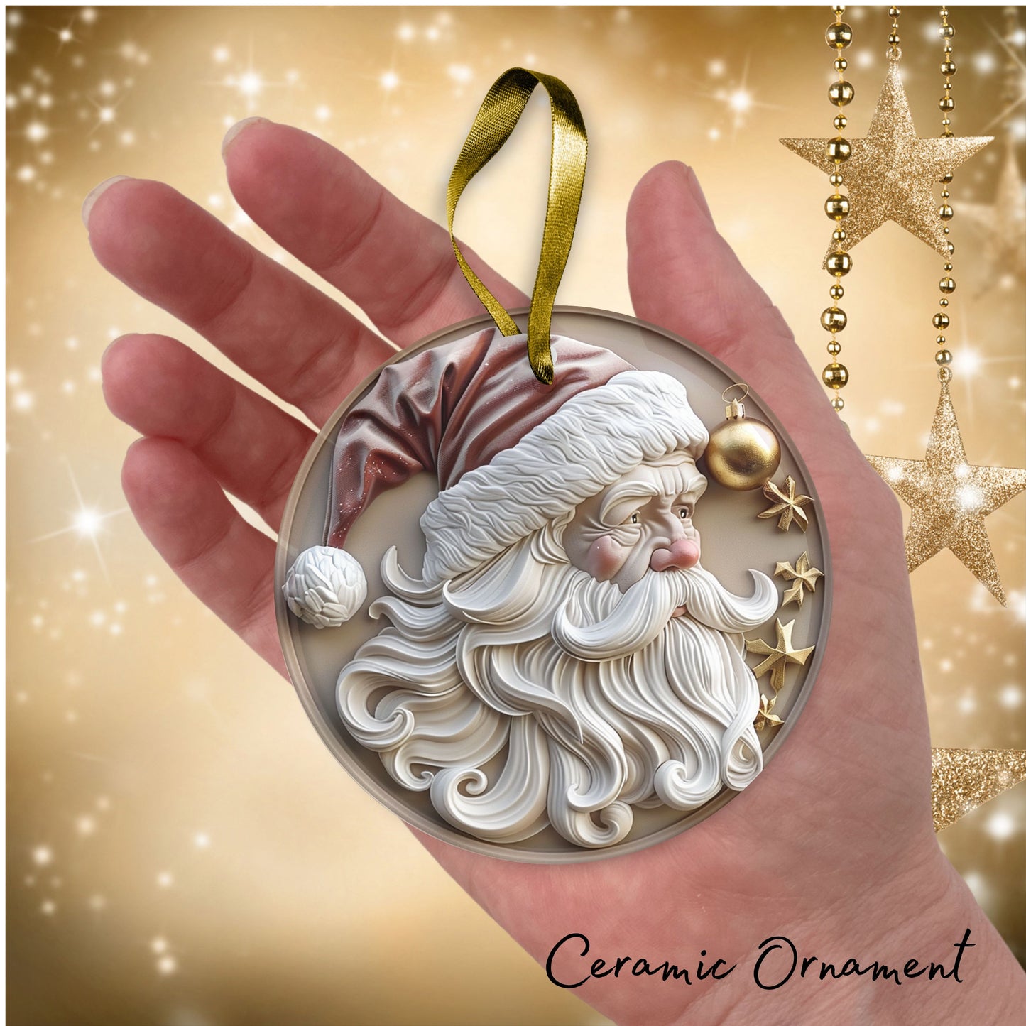 Red & Gold Christmas Ceramic Ornament 35-21