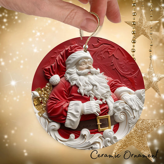 Red & Gold Christmas Ceramic Ornament 35-25