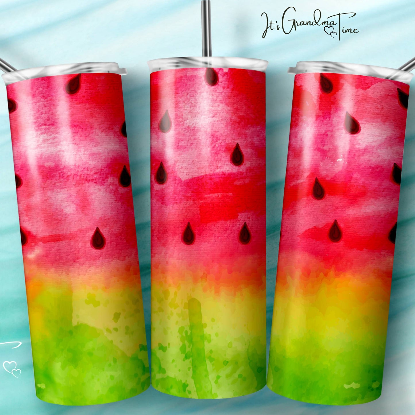 Watermelon Hot Pink Watercolor Tumbler