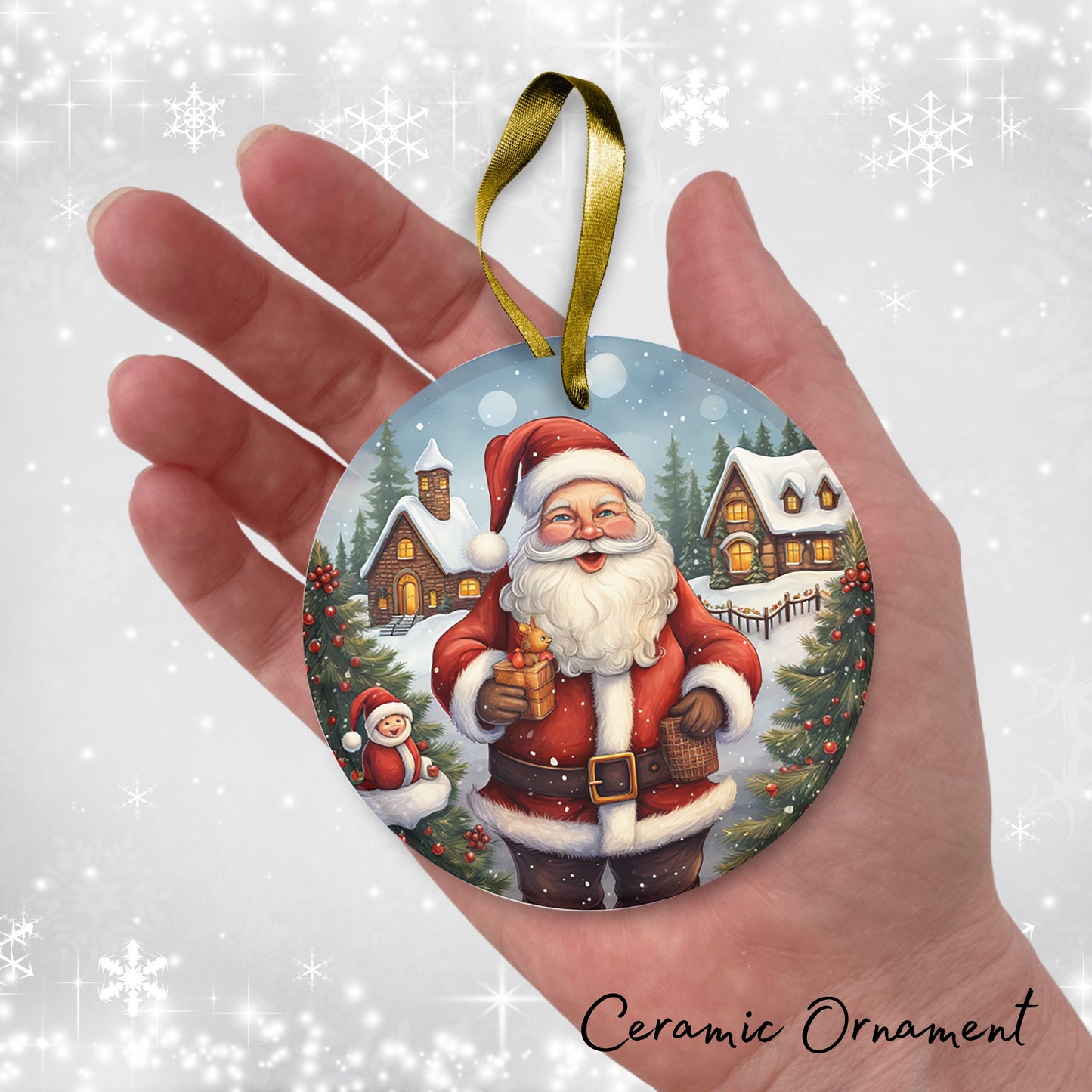 Santa Claus Ceramic Ornament 42-09