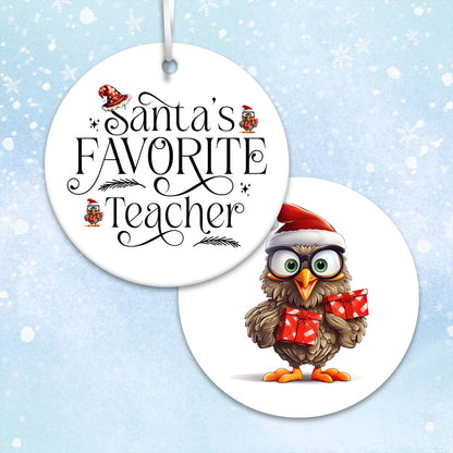 Santa's Favorite Teacher Ceramic Ornament 23-03