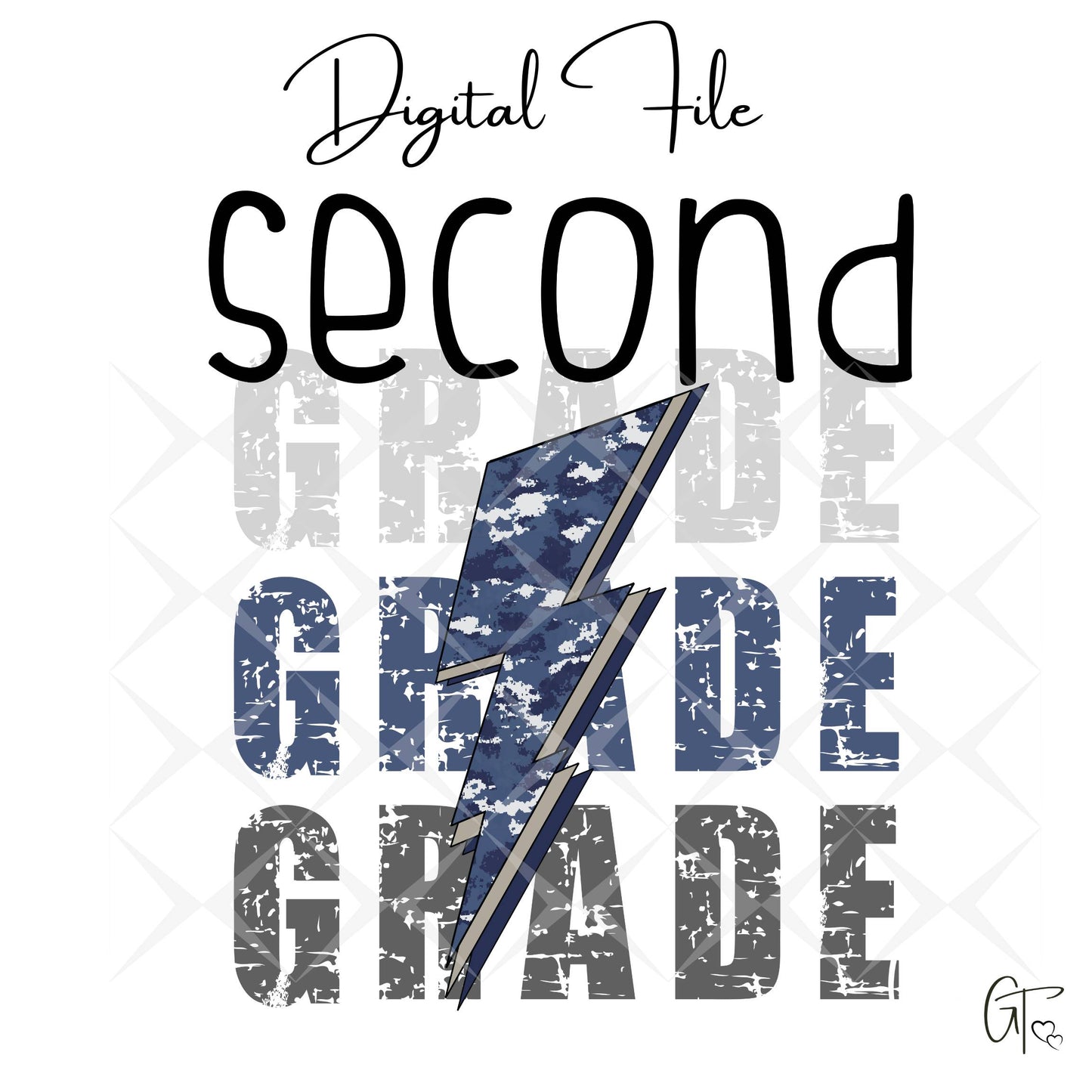 Camo Blue Lightening Bolt Back to School Digital File