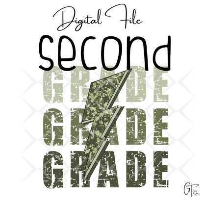 Camo Green Lightening Bolt Back to School Digital File