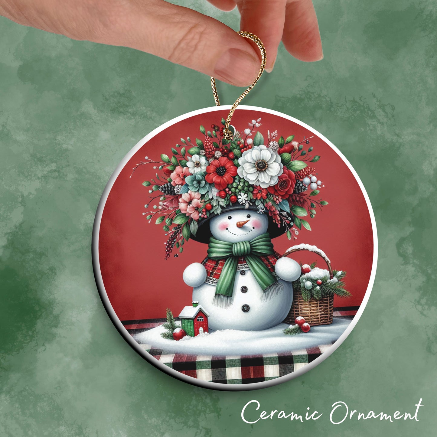 Snowman Christmas Ceramic Ornament 33-47