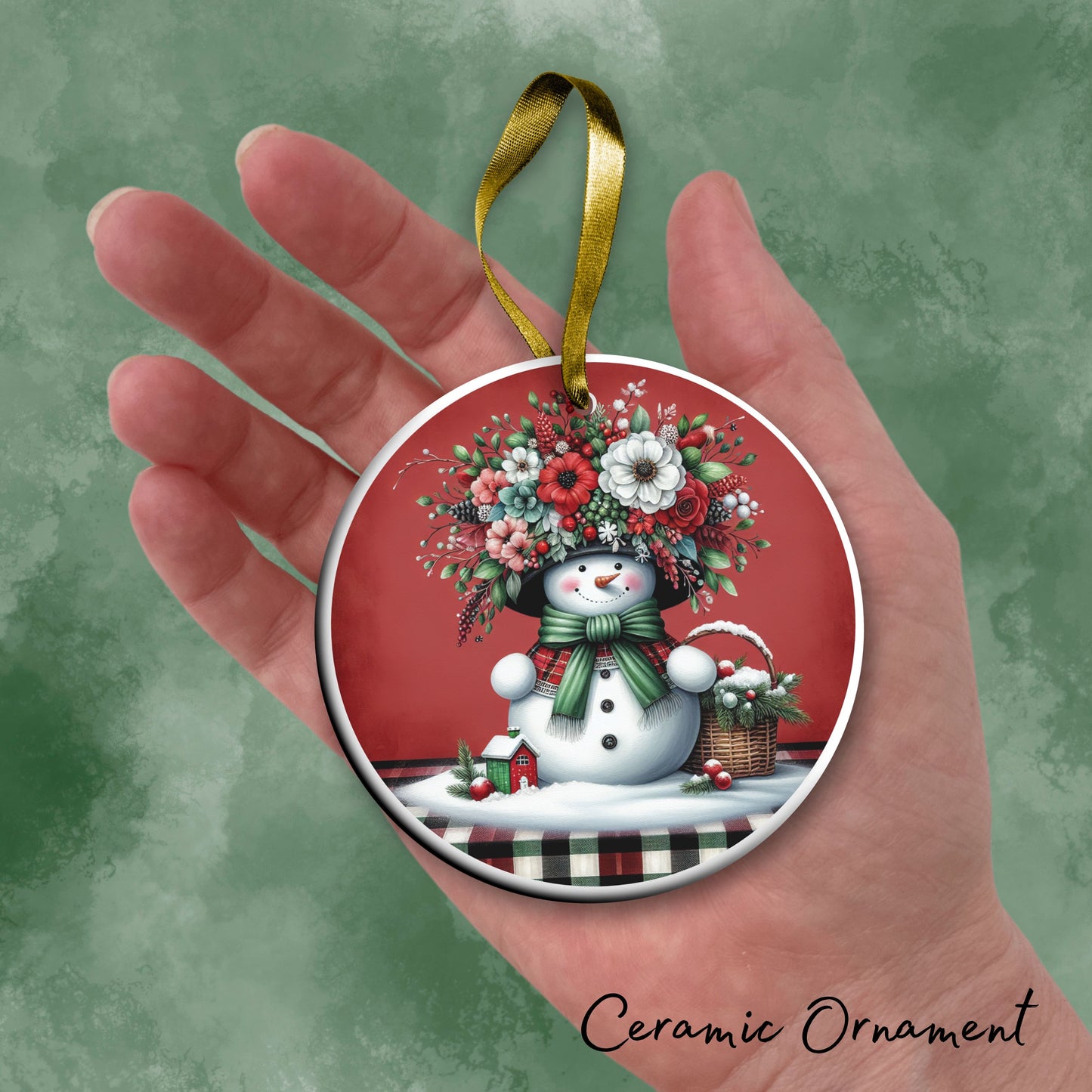 Snowman Christmas Ceramic Ornament 33-47