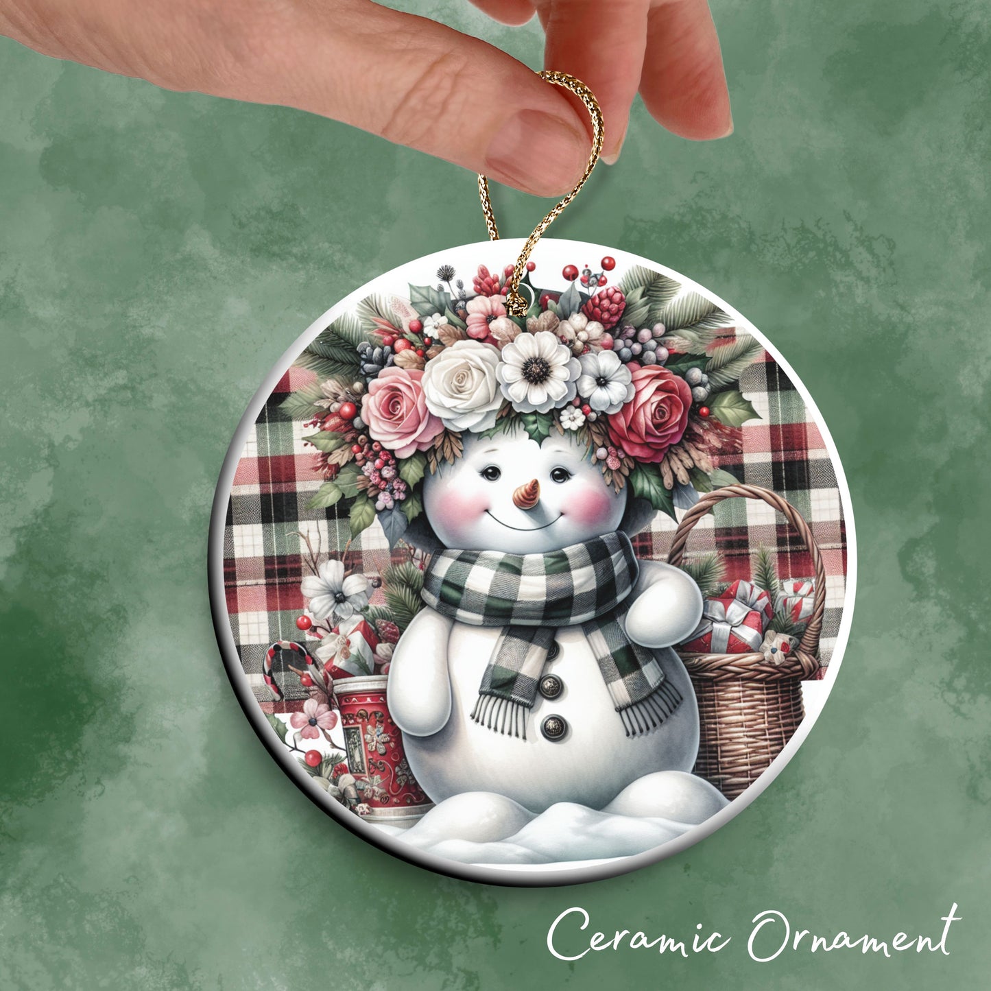 Snowman Christmas Ceramic Ornament 33-48