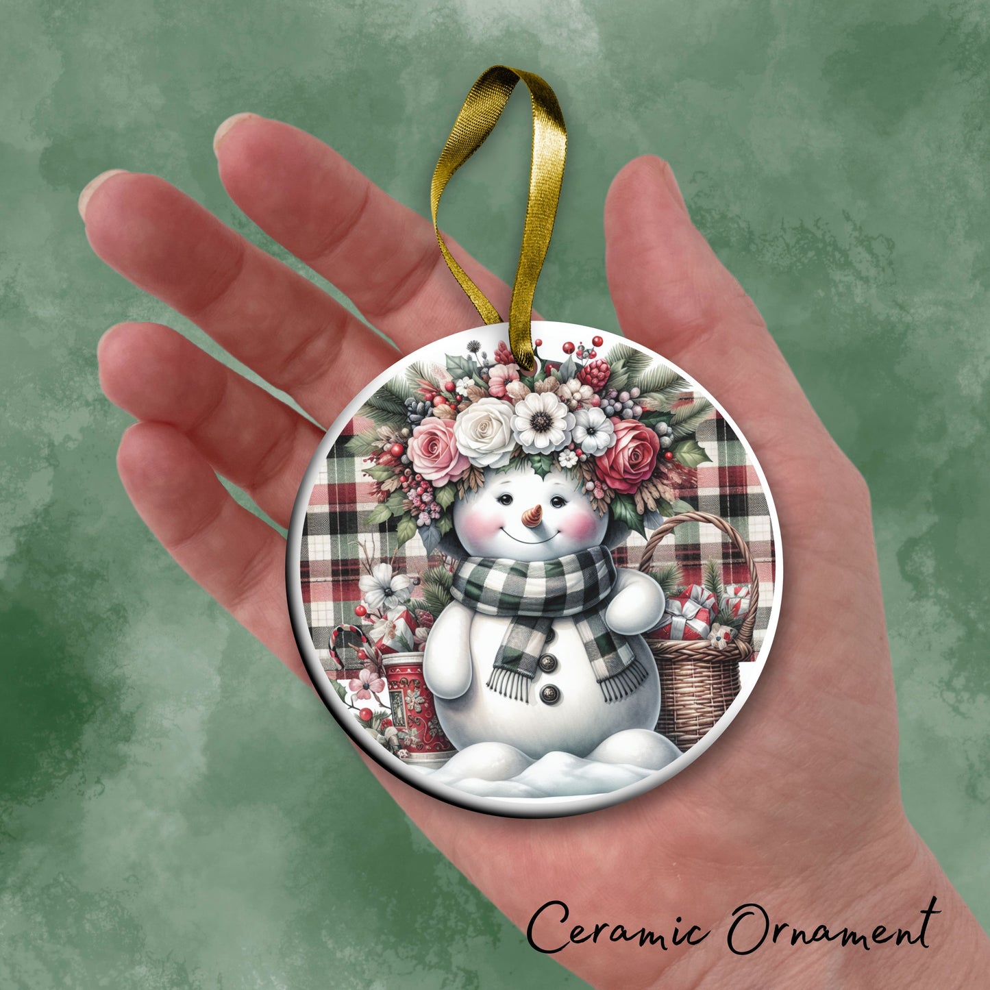 Snowman Christmas Ceramic Ornament 33-48