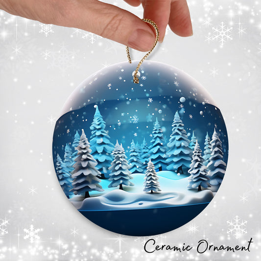 Snowy Landscape Globe Ceramic Ornament 48-03