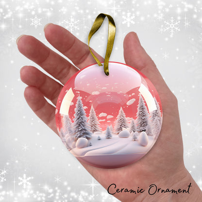 Snowy Landscape Globe Ceramic Ornament 48-11