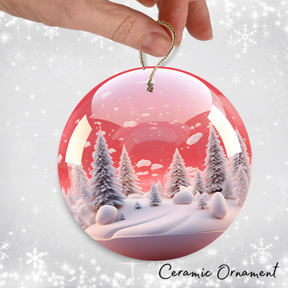 Snowy Landscape Globe Ceramic Ornament 48-11