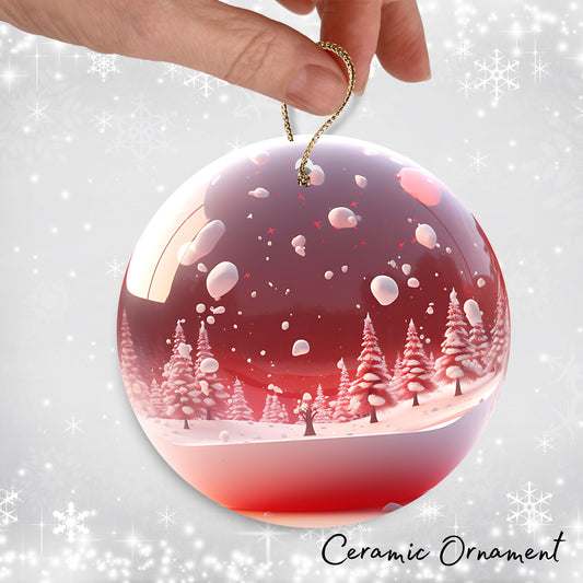 Snowy Landscape Globe Ceramic Ornament 48-15