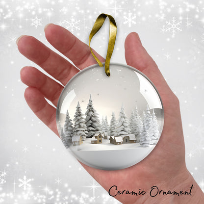 Snowy Landscape Globe Ceramic Ornament 48-16