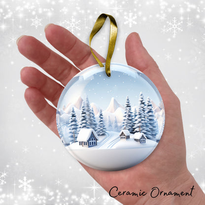 Snowy Landscape Globe Ceramic Ornament 48-22