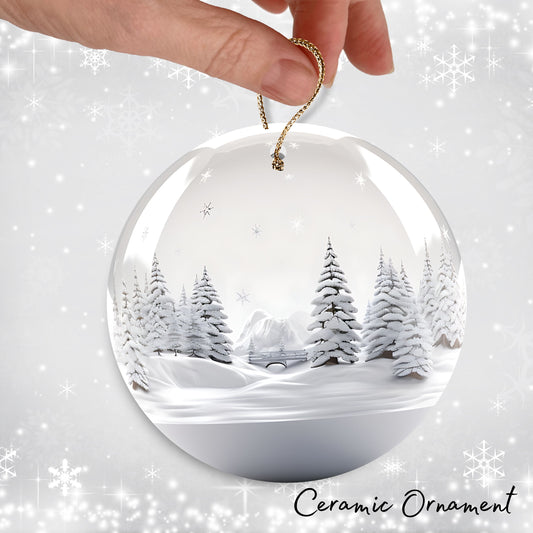 Snowy Landscape Globe Ceramic Ornament 48-35