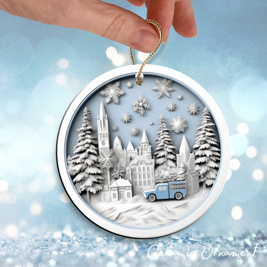 Steel Blue City View Ceramic Ornament 40-26