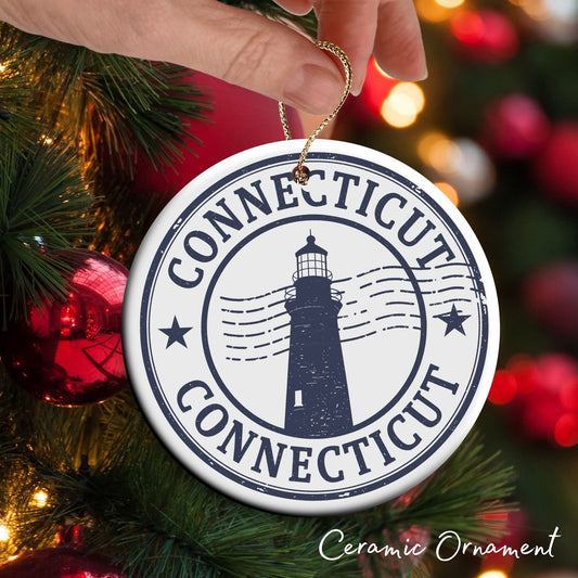 Connecticut State Christmas Ornament - Personalized Ceramic 66-CN