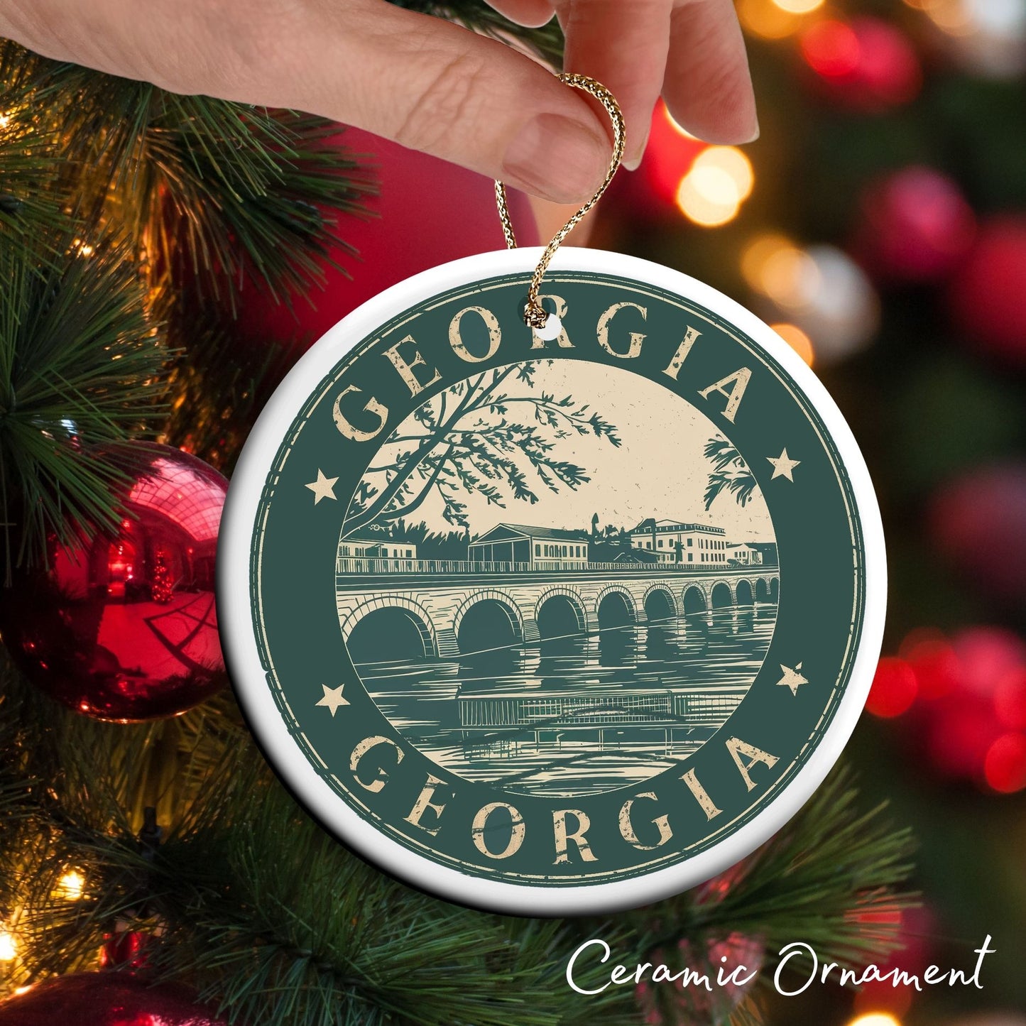 Georgia State Christmas Ornament - Personalized Ceramic  66-GA