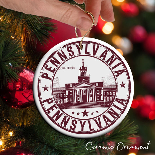 Pennsylvania State Christmas Ornament - Personalized Ceramic 66-PA