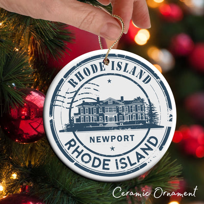 Rhode Island State Christmas Ornament - Personalized Ceramic 66-RI