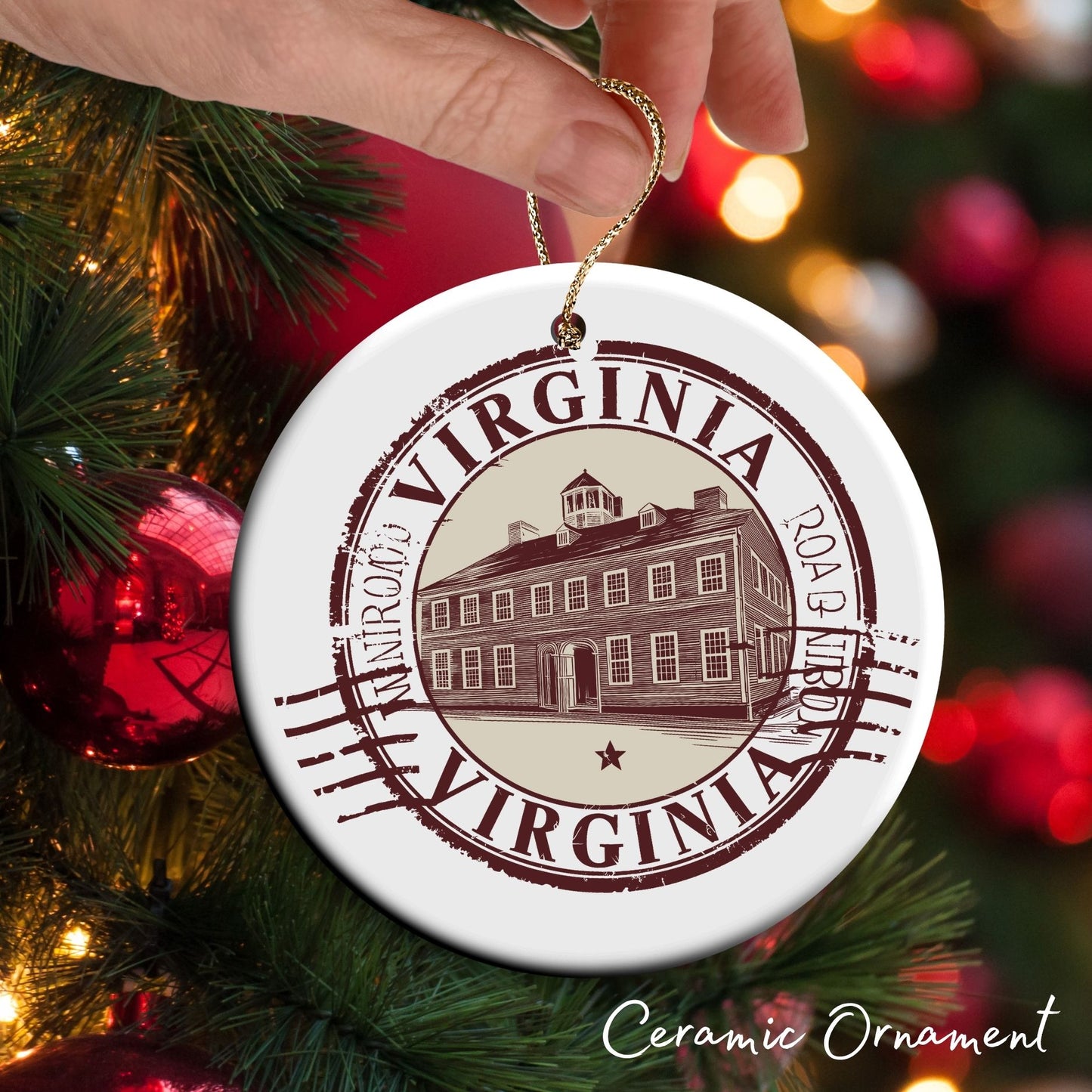 Personalized United States State of Virginia Ceramic Ornament 66-VA