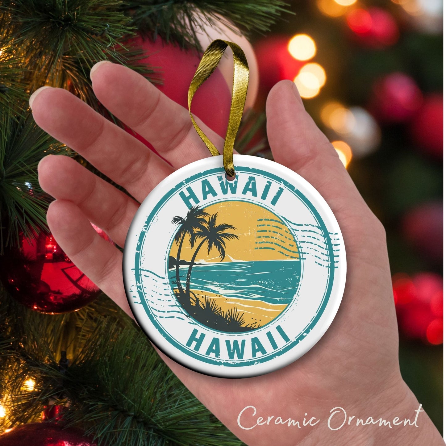 Hawaii State Christmas Ornament - Personalized Ceramic 66-HI