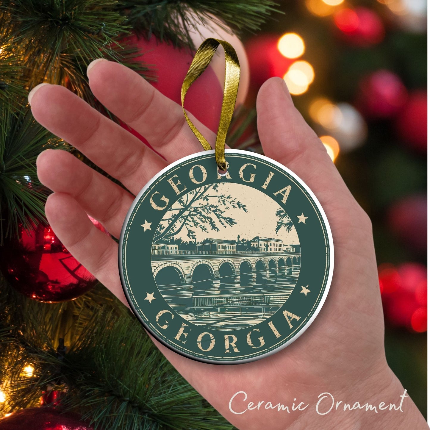 Georgia State Christmas Ornament - Personalized Ceramic  66-GA