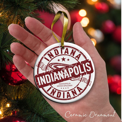 Indiana State Christmas Ornament - Personalized Ceramic 66-IN