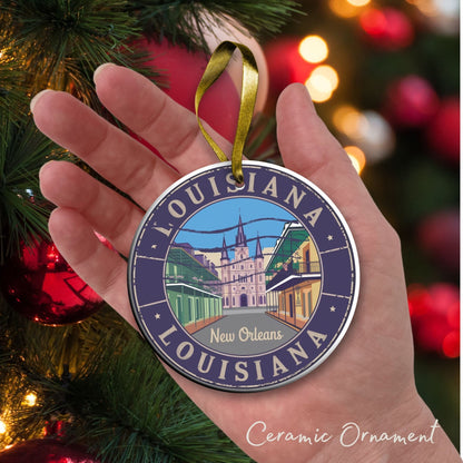 Lousianna State Christmas Ornament - Personalized Ceramic 66-LA