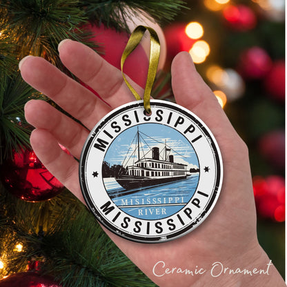 Mississippi State Christmas Ornament - Personalized Ceramic 66-MS