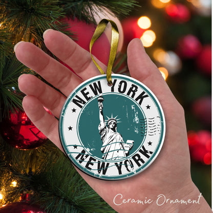 New York State Christmas Ornament - Personalized Ceramic 66-NY