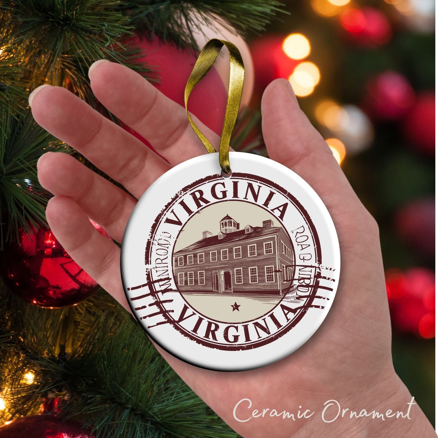 Personalized United States State of Virginia Ceramic Ornament 66-VA