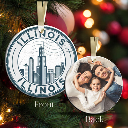 Illinois State Christmas Ornament - Personalized Ceramic  66-IL