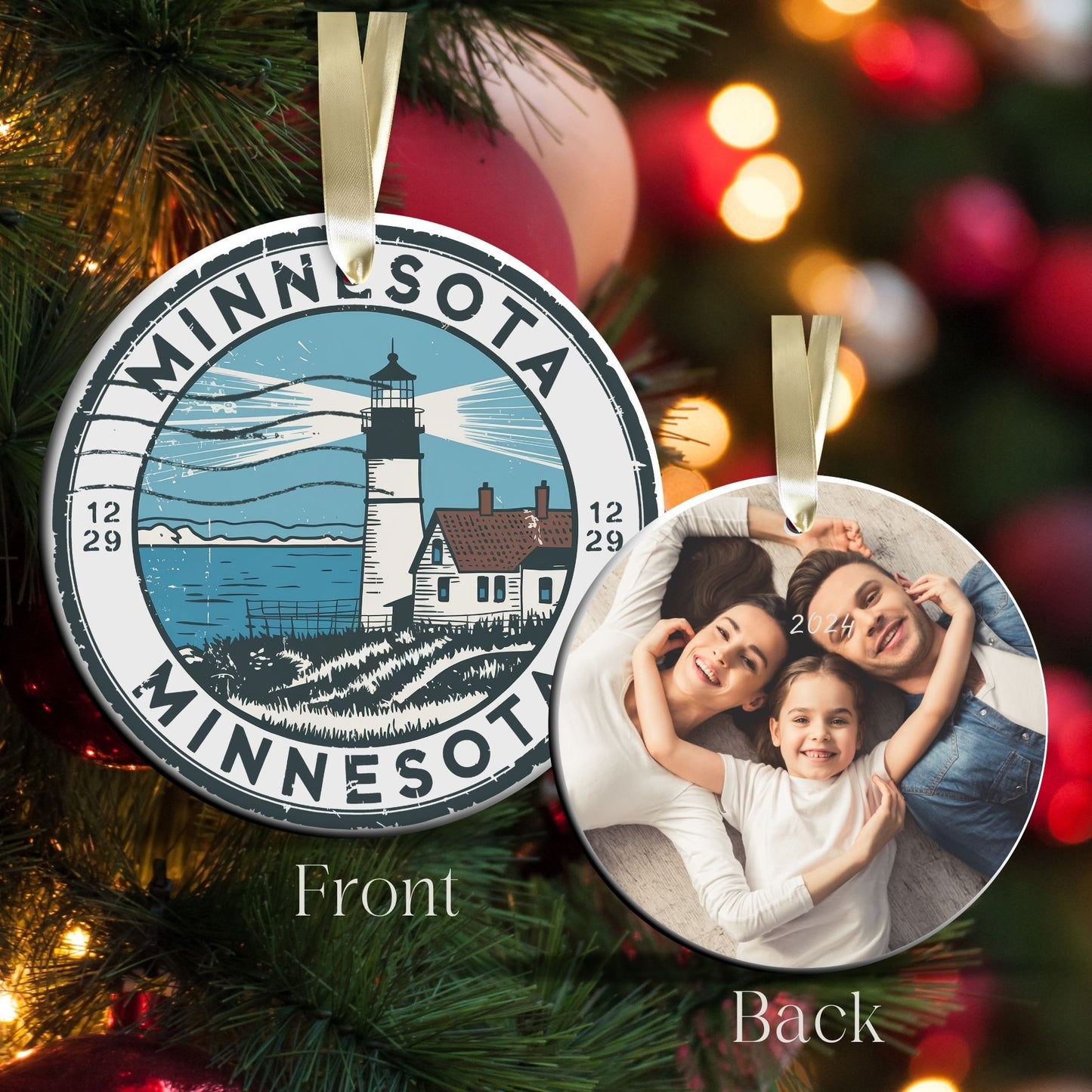 Minnesota State Christmas Ornament - Personalized Ceramic 66-MN