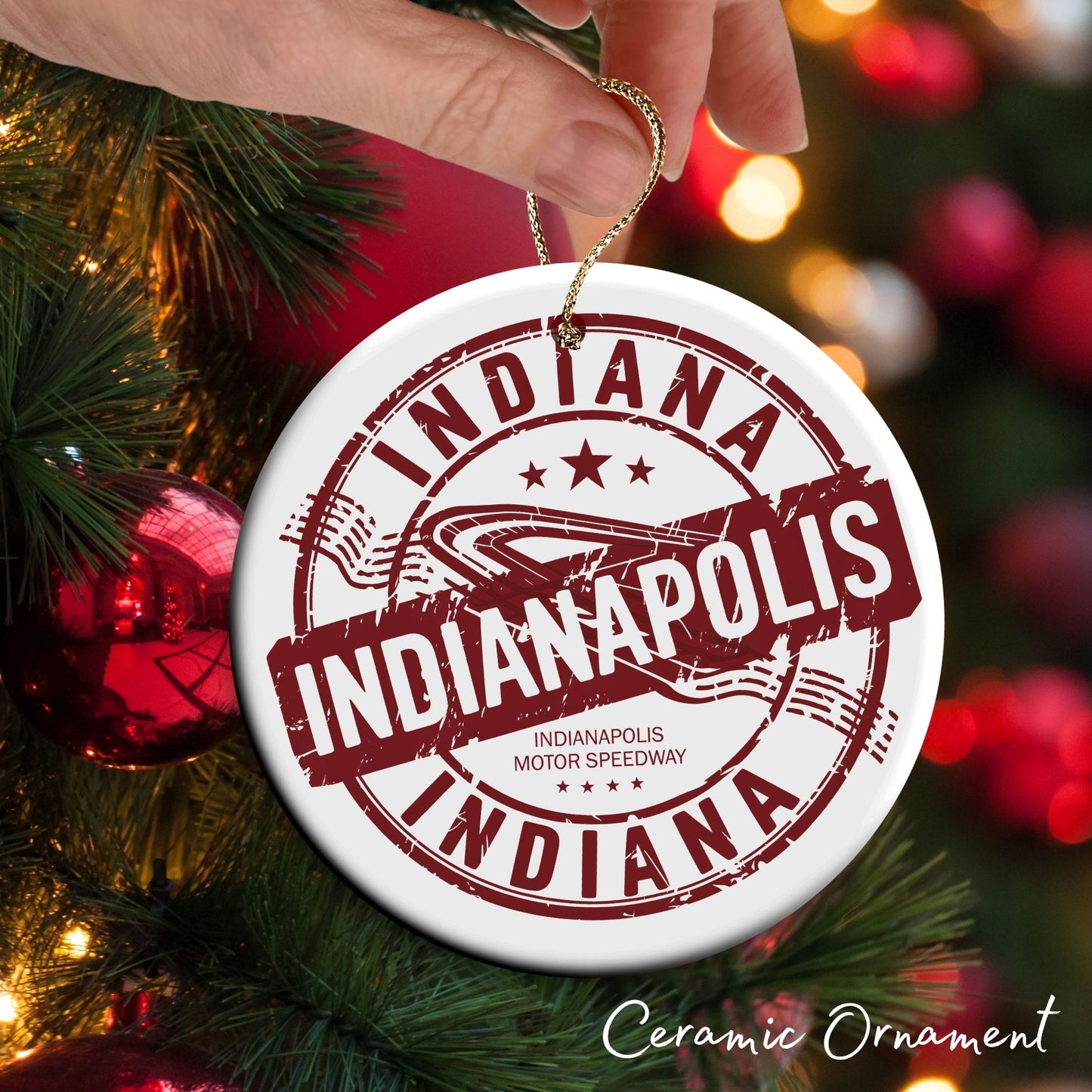 Indiana State Christmas Ornament - Personalized Ceramic 66-IN