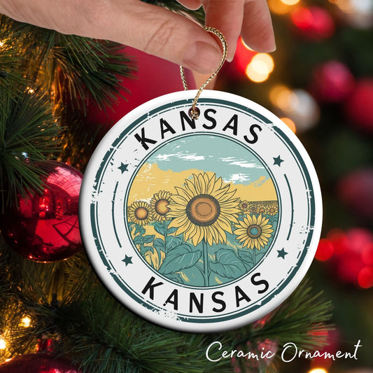 Kansas State Christmas Ornament - Personalized Ceramic 66-KS