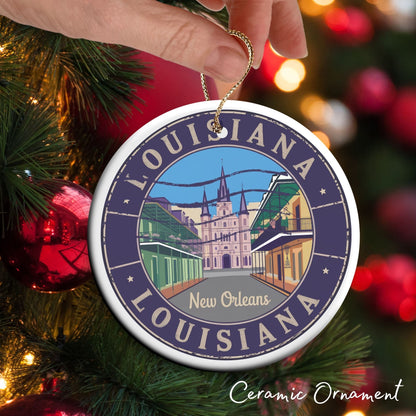 Lousianna State Christmas Ornament - Personalized Ceramic 66-LA