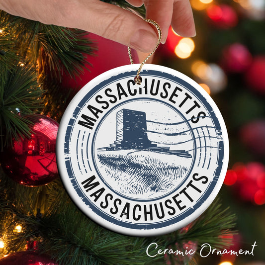 Massachusetts State Christmas Ornament - Personalized Ceramic 66-MA