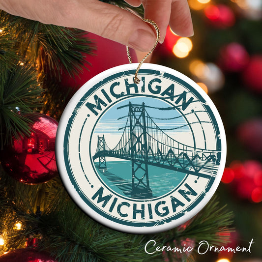 Michigan State Christmas Ornament - Personalized Ceramic 66-MI