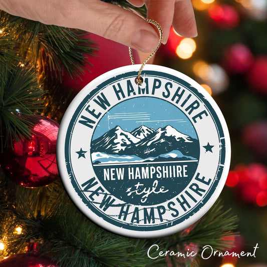 New Hamshire State Christmas Ornament - Personalized Ceramic 66-NH