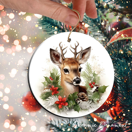 Watercolor Deer Ceramic Ornament Set 29-05