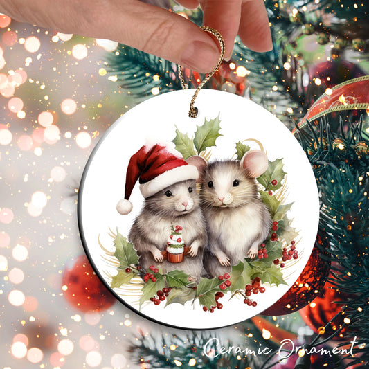 Watercolor Mice Ceramic Ornament Set 29-09