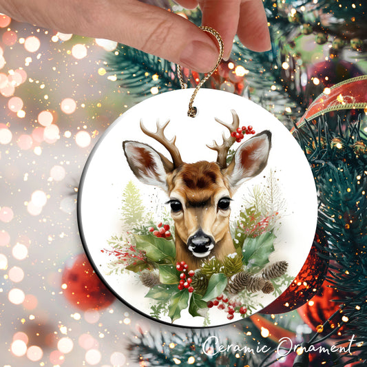 Watercolor Deer Ceramic Ornament Set 29-13