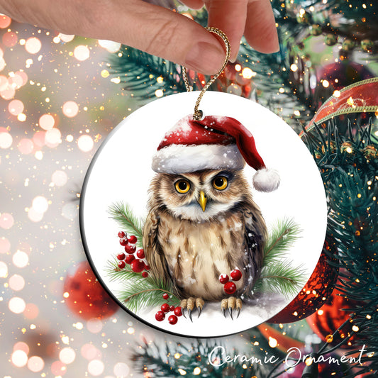 Watercolor Owl Ceramic Ornament Set 29-14