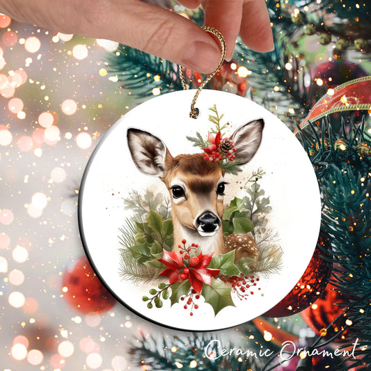 Watercolor Deer Ceramic Ornament Set 29-18