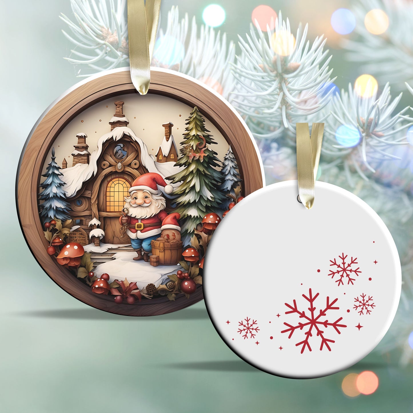 Whimsical Gnome Christmas Ceramic Ornament 70-12