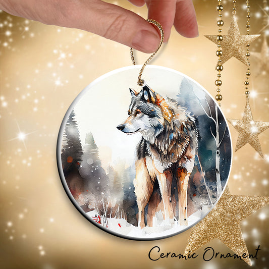 Winter Wolf Ceramic Ornament 31-01