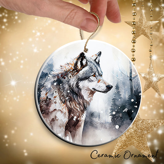 Winter Wolf Ceramic Ornament 31-02